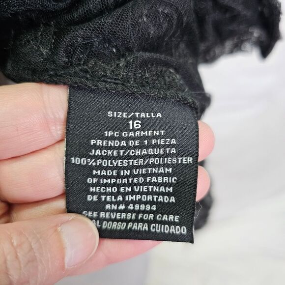 R&M Richards Black/Silver Floral Bolero Style Dressy Jacket Size 16 - Picture 7 of 11